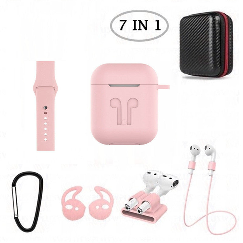 Étui en silicone 7 en 1 avec bracelet de montre en silicone pour AirPods 1 2 (1ère 2ème génération) Étui en silicone 7 en 1 avec bracelet de montre en silicone pour AirPods 1 2 (1ère 2ème génération)